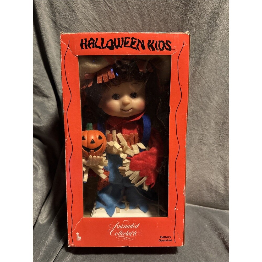 Vintage 1993 Santa's Best Halloween Kids Scarecrow Animated Collectable